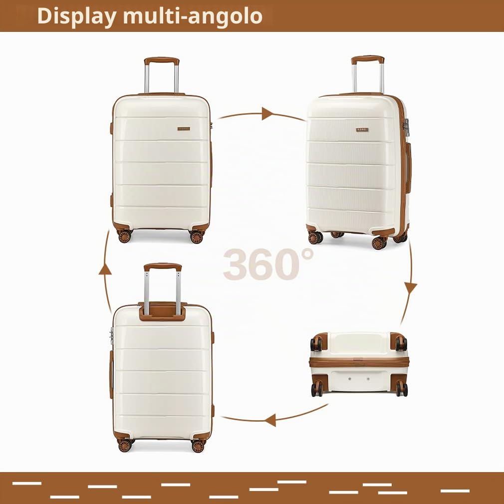 KONO 55cm/65cm/74cm Valigia Rigida Leggera Polipropilene Trolley con TSA Lucchetto e 4 Ruote Girevoli