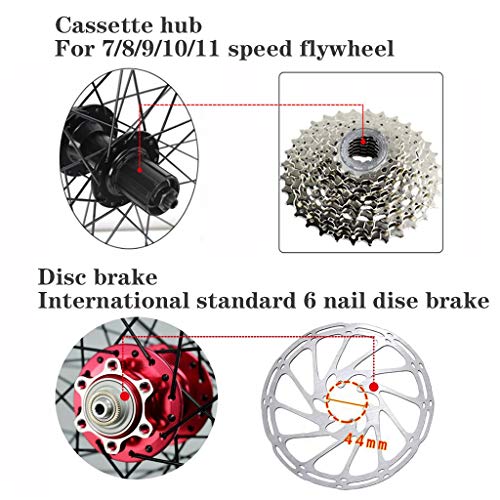 26 Inch 27.5" 29 Er Mtb Bike Wheelset Aluminum Alloy Disc Brake Mountain Cycling Wheels For 7/8/9/10/11 Speed (Color : Black, Size : 26Inch)… #TOP2