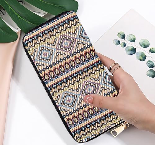 Boho Western Wallet for Women Canvas Ladies Girls Slim Purse Credit Card Holder (Bohemian Style)4