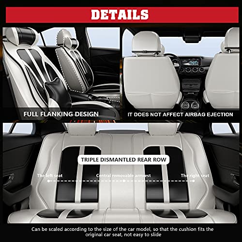 Aslong 5Pcs H7 Front And Back Car Seat Covers Auto Interior Accessories With Water Proof Nappa Leather For Cars Suv Pick-Up Truck Universal Comfortable And Breathable (Full Set, Black&Grey) #TOP5