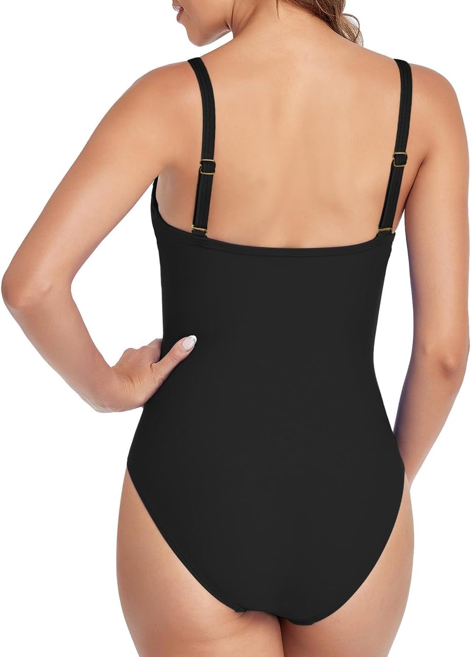 Hilor Women's Ruched Underwire One Piece Swimsuit Front Twist Swimwear Tummy Control Bathing Suit Monokini - Image 2