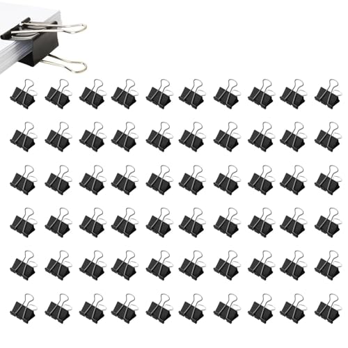 LightBeacon 60 Piezas Clip Plegable, Pinzas para Carpetas 32 mm Negras, Clips Métal Noir, Pinzas Metálicas Plegables para Escuelas, Hogares, Oficinas, Artículos para el Hogar