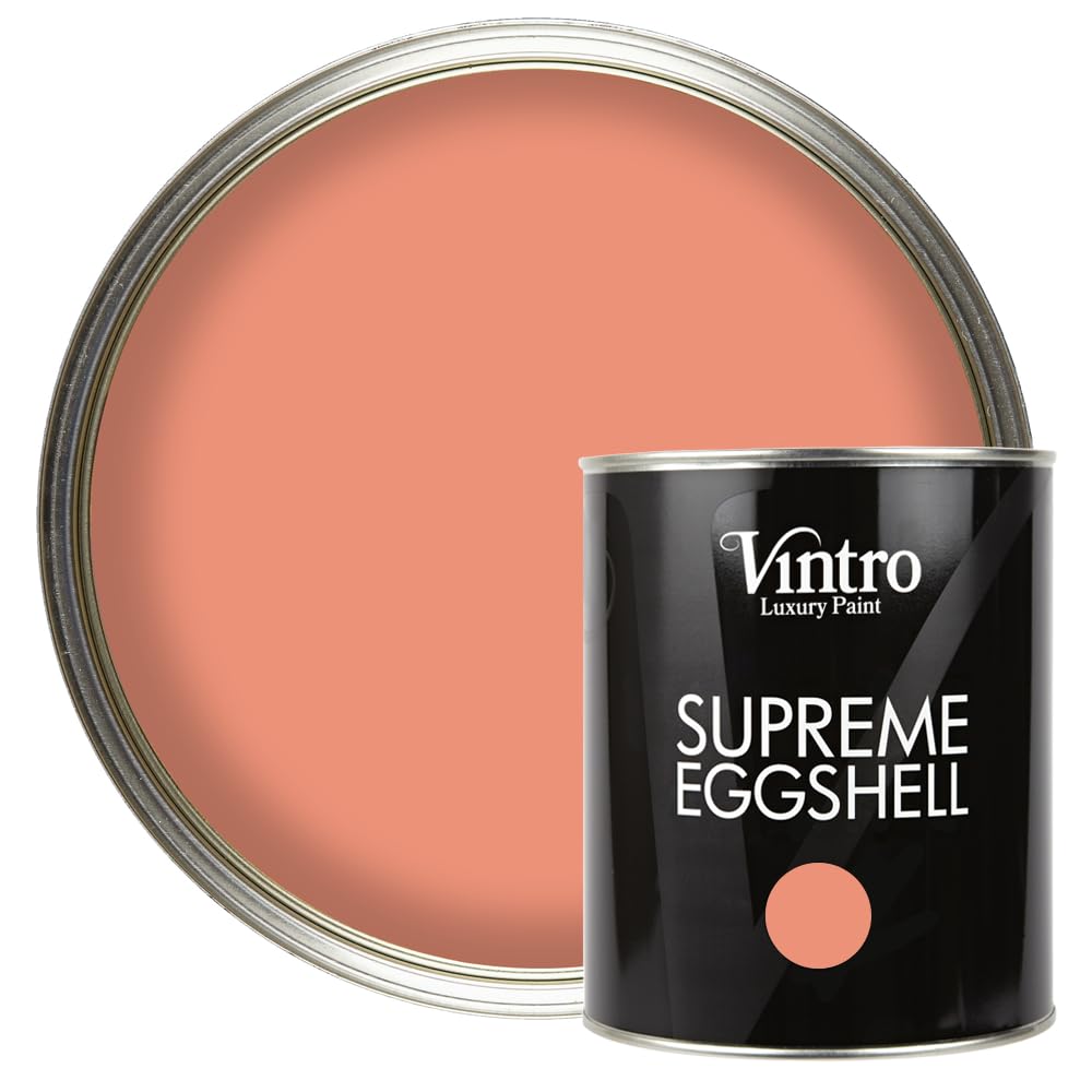 Vintro Paint Terracotta - Porto Terracotta | Eggshell Paint | For Walls | Wood | Trim | Satin Furniture Paint | Interior & Exterior Use. 1 Litre (Terracotta - Porto Terracotta)