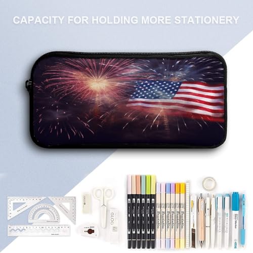 Printed Backpack With Lunch Pack Storage Box Case Firework American Flag 4Th of July 3pcs Lightweight Travel Backpack4