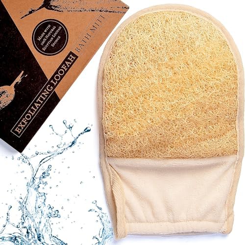 100 Natural Exfoliating Loofah Mitt, A Shower Loofah Glove
