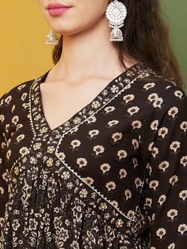 Image of Globus Women Kurta Set (3640961001 Brown S)