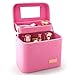 Sooyee Professional Makeup Train Case with Mirror - Cosmetic Studio Box Designed To Fit All Cosmetics Make Up Bag Organizer Train Case for Women (PINK)