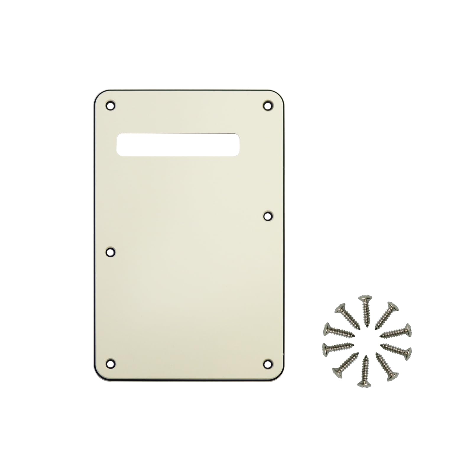 6-Hole Strat Backplate Cavity Cover for Fender Guitar, Ivory 3Ply