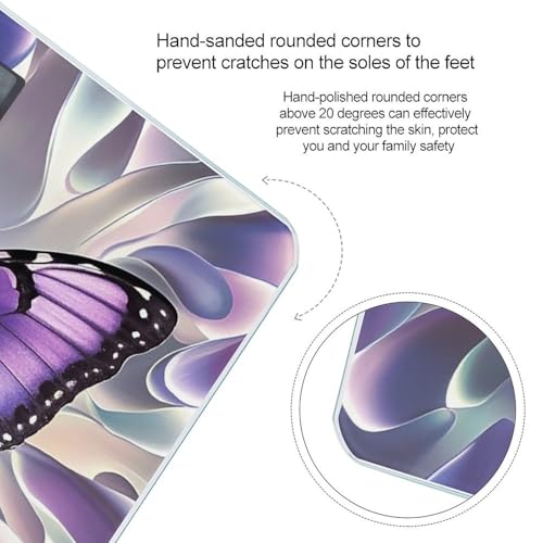 Balanza digital para baño con arte de mariposa morada miniatura 4