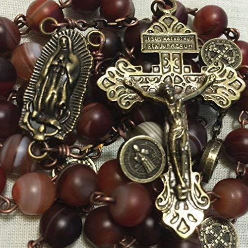 Miniatura 4 de elegantmedical Hecho a mano con cuentas de cornalina antiguas católicas de San Benito Rosario Collar Cruz Perdón Regalo, elegantmedical