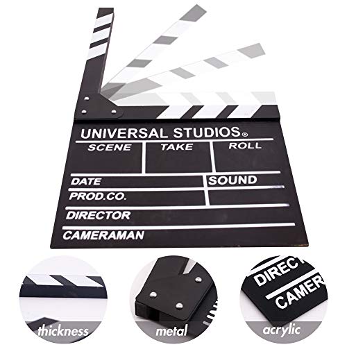BIGOTTERS Movie Film Clap Board, 12\"x11\" Hollywood Clapper Board Wooden Film Movie Clapboard Accessory with Black & White