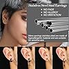 JeweBella 15Pairs Mens Earrings Stainless Steel Silver Black Stud Earrings Zirconia Earrings Set Hoop Earrings Cross Dangle Hoop Earrings Hypoallergenic Piercing Cartilage Earrings for Men Women #2