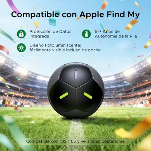 UGREEN FineTrack 2 Smart Finder Diseño Fútbol 110dB Fluorescencia IP68 Localizador Bluetooth SmartTag Tracker Soporte iOS Rastreador para Llaves Equipaje Cartera Mochila Bolso 7 Años de Batería