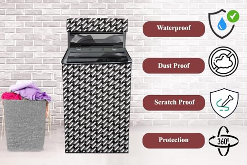 Image of The Furnishing Tree PVC Washing Machine Cover Fully Automatic Suitable for Whirlpool 7.5 kg Top Load 360 Degree Bloomwash Pro 7.5 Black Color