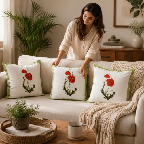 Image of Blooming Garden Printed Accent Cushion Cover for Home Decor, Sofa Pillow Cover, Premium Fabric, Pack of 1