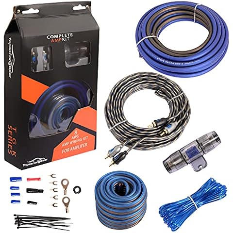 TOPSTRONGGEAR 8 Gauge Complete Amp Kit True 8 AWG Amplifier Subwoofer Installation Wiring Wire Install Cables Cover