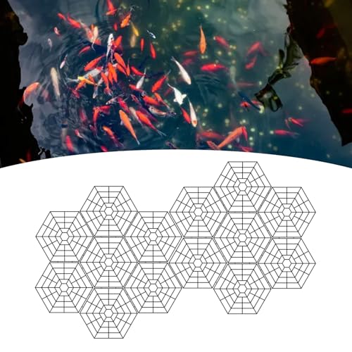 20 Set Teich Fischschutznetz 6 Winkel Plastik Floating Neting Supplies Vermeiden Sie Heron Abschreckungspond Schutzschutzbecken mit Verbindungshaken Zum Schutz vor Vögeln
