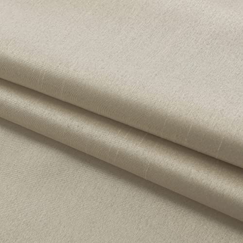 Image of GYROHOME Faux Silk Room-Darkening Blackout Curtains (Beige Liner) Solid Window Treatment Drapes for Bedroom Living Room, Thermal Insulated Ring Top (2Panels, 46x90inch,Light Gold)