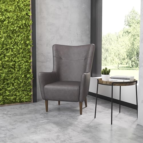 Sillón Tradicional Piel Sintética Gris Oscuro miniatura 6