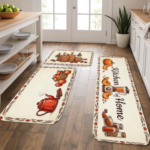 Tapis de cuisine rustiques citrouilles lavables grand confort pour buanderie et entrée