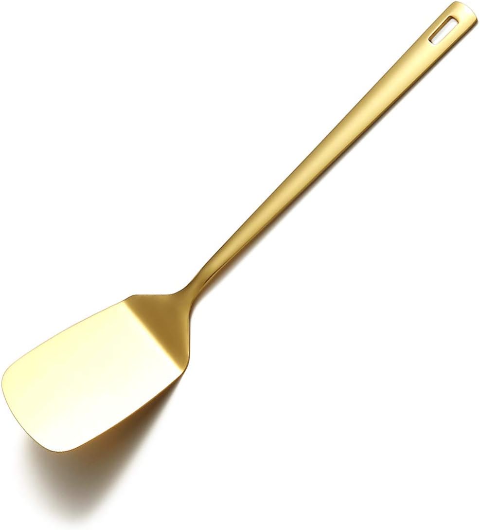 Gold Spatulas, Berglander Solid Turner Titanium Gold Plating,Barbecue Spatulas