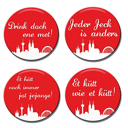 Polarkind Button Anstecker Karnevalsanstecker 4 er Set Kölsches Grundgesetz Köln sprüche 38mm