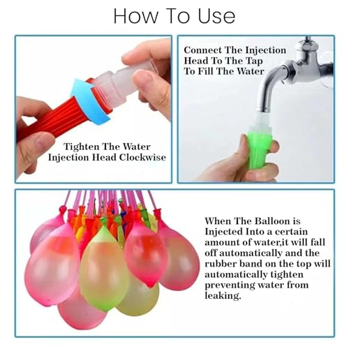 Image of Go Hooked Rapid-Fill Holi Water Balloons Set of 15 | Self-Sealing Multi-Color Magic Water Balloons for Kids & Adults | Quick Fill Party Splash Balloons for Festivals & Outdoor Fun (555pcs,Multicolour)