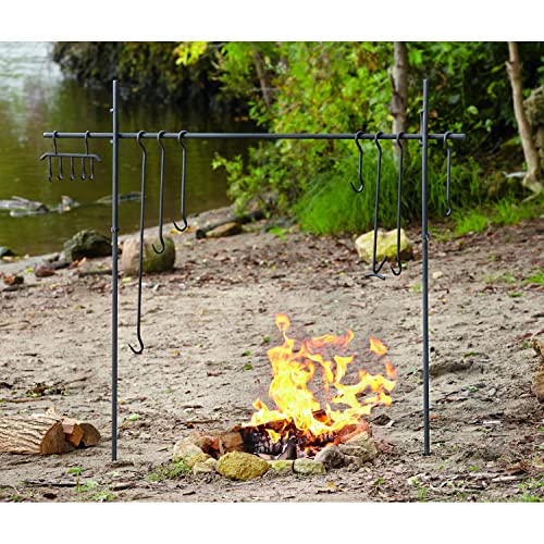 Guide Gear Campfire Cooking Equipment Set; Heavy-Duty Iron Side Posts, Hooks, Lid Lifter, Utensil Holder and Poker - Image 2
