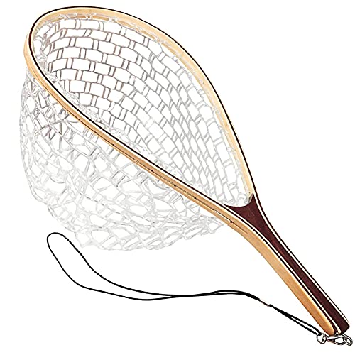 Landing Net Wooden Fly Fishing - Teardrop Trout Bass Net With Soft ...