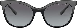 Armani Exchange Woman Sunglasses Shiny Black Frame, Grey Gradient Lenses, 54MM