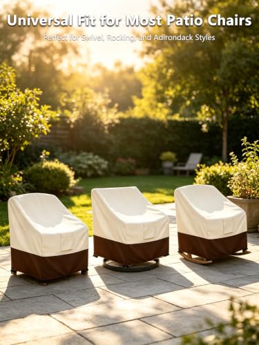 Image of Bitubi Waterproof 2 Pack Patio Adirondack Chair Cover for Outdoor Chair Size Up to 30W x 34D x 36H inch,Outdoor Lawn Patio Furniture Covers (Brown)