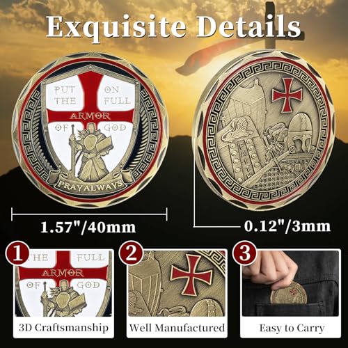 ASmileIndeep Put On the Full Armor of God Challenge Coin Religious Commemorative Coin - Thumbnail 5