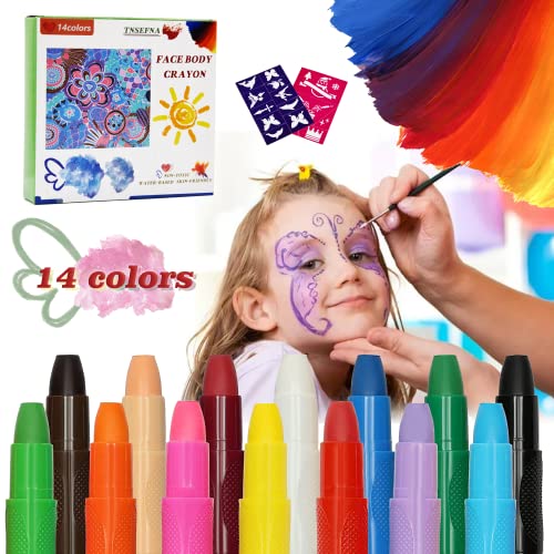 YuanMO66 14 Farben Schminkstifte Kit,Körperfarben, Gesichtsfarben, Sicher & Ungiftig,waschbar Gesichts- und Körperbemalung, Schminke Stifte Tattoo Buntstifte Set,DIY Geschenk Kinder Cover