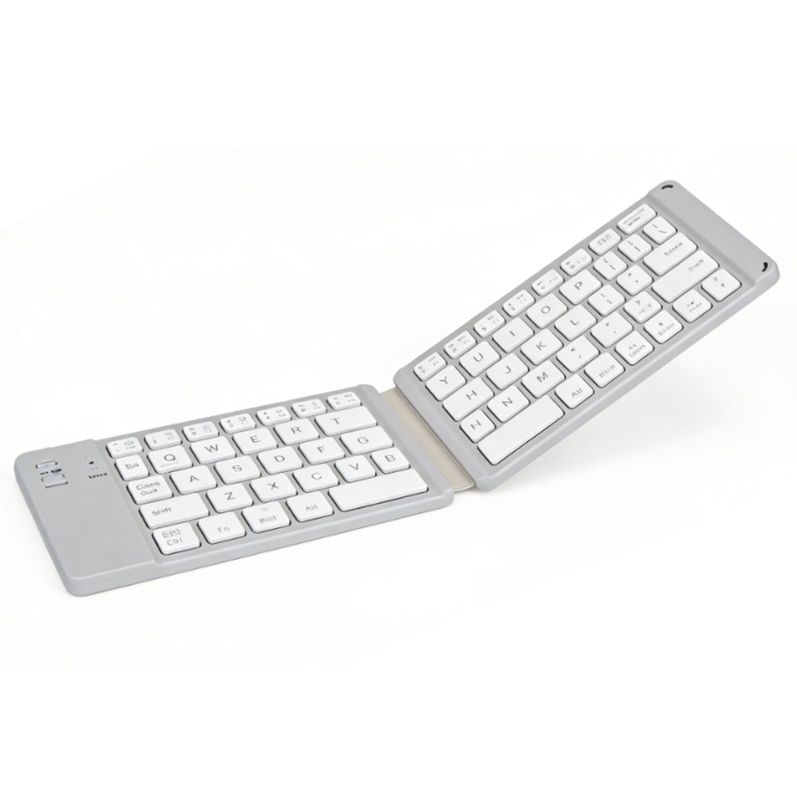 Teclado Plegable Bluetooth, Teclado Portátil Inalámbrico con Cable de Modo Dual, Escritura Silenciosa Ultraligera, Delgada y con Poco Ruido, para Tableta con Teléfono (White)