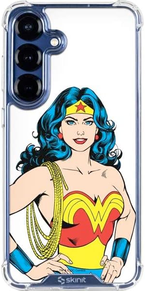 Skinit Clear Phone Case Compatible with Galaxy S25 - Officially Licensed DC Comics Wonder Woman Action Pose Pattern Design