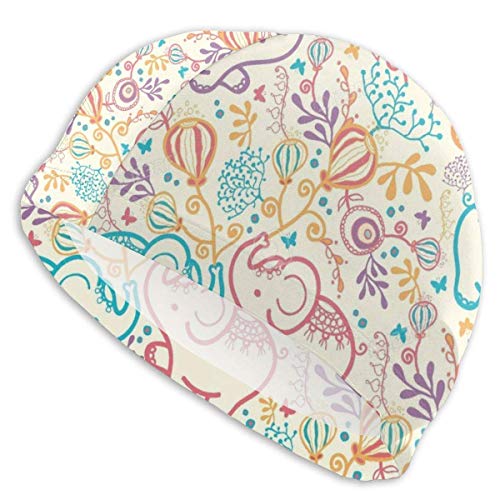 MKLQ Gorro de baño Feng WeiDSFH para Hombres Mujeres Elefantes con Flores...