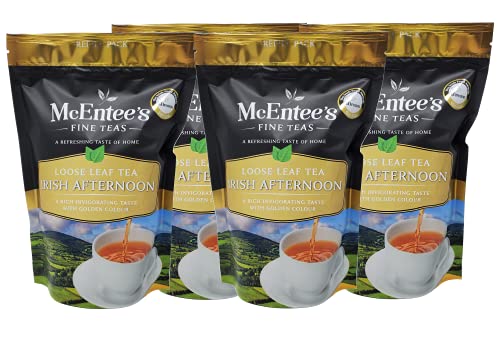 McEntee's Irish Afternoon Loose Tea (paquete de 4) Bolsa de 250 g - Té suelto - Una mezcla fuerte y sabrosa de tés negros de hojas sueltas de Ceilán, Kenia y Assam
