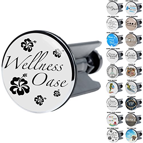 Sanilo Waschbeckenstöpsel, viele schöne Stöpsel für das Waschbecken zur Auswahl, universal mit Sprüchen (Wellness Oase)