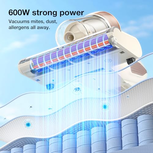Image of Jimmy BX6 Lite Mattress Vacuum Cleaner with Dust Sensor, 15Kpa Suction & 600W Powerful Handheld Vacuums, Bed Vacuum with UV & Ultrasound, Hot Wind Technology (Light Weight,Corded, Beige)
