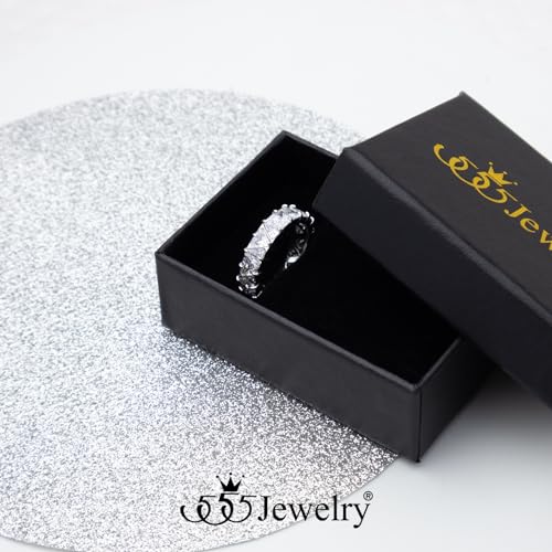 555Jewelry Triangle Shape Cubic Zirconia Wedding Band Stainless Steel Rings for Women Stackable Trillion Cut Eternity Band Rings US Size 6-103