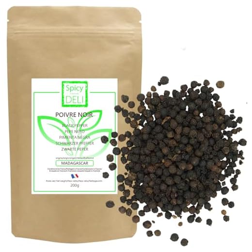 Poivre noir en grains de Madagascar 200gr "sachet refermable"