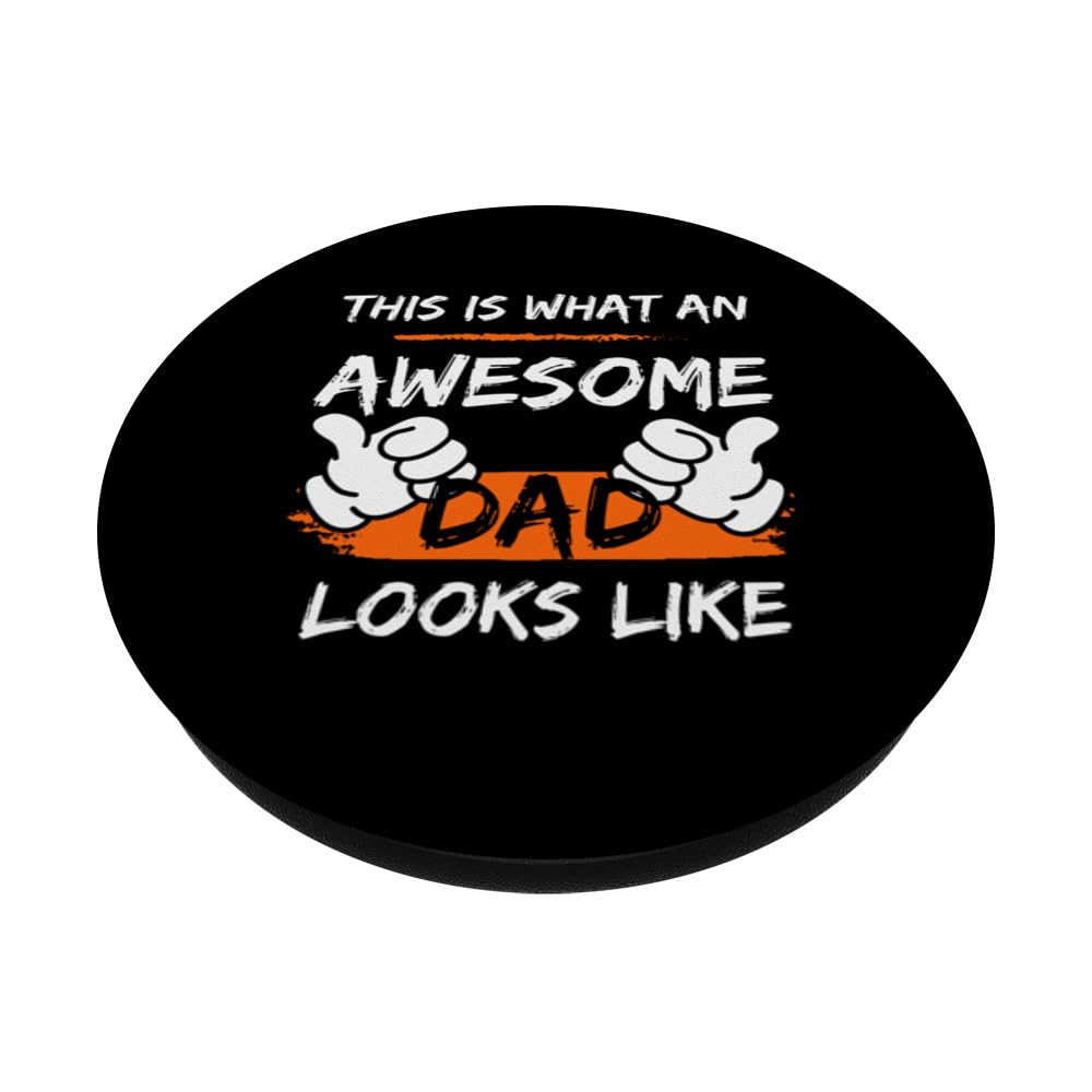 This is an awesome Dad looks like, Father`s day Design tee PopSockets Swappable PopGrip, Black - Image 2