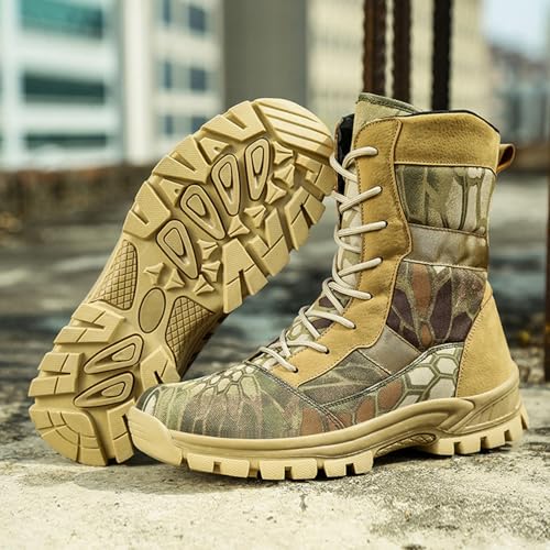 Men's Oxford cloth water proof Platform Tactical Boots Comfy Round Toe Lace Up lug sole Motorcycle Boots Outdoor Non-Slip Soft Bottom Hiking Boots3