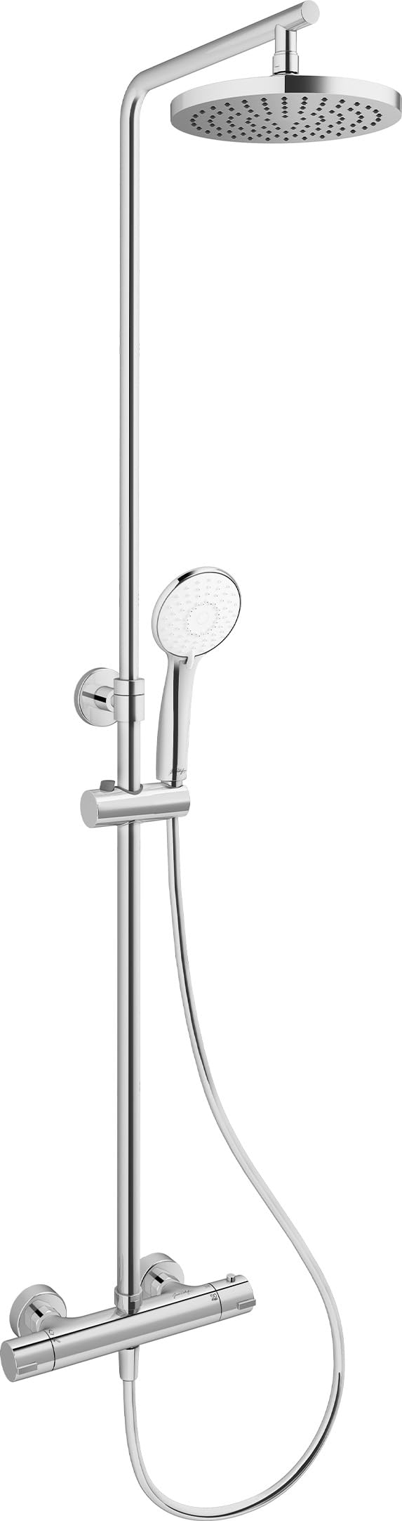 Jacob Delafon - Camille Termostatyczna bateria prysznicowa - okrągła głowica prysznicowa 20 cm - okrągła głowica prysznicowa 10,5 cm 3 strumienie - regulowane wieszaki mocujące - Chrome - E41454-CP