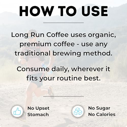 Image of Long Run Coffee - Hydrating Coffee with Electrolytes - All Natural Energy + Hydration + Recovery for Athletes - Stomach Friendly Electrolyte Coffee for Runners (5 lb, Dark Roast)