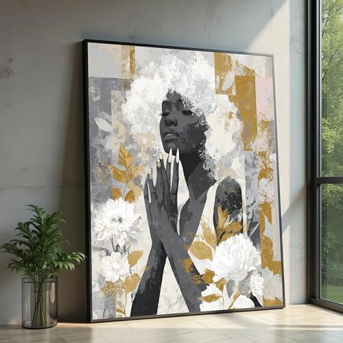 Grand tableau floral sur toile 70x100 cm avec châssis en bois intégré de qualité