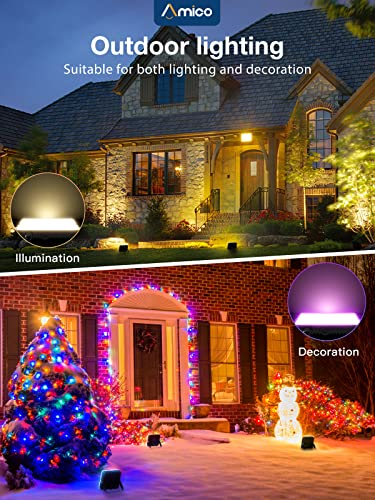 Amico 25W Smart Rgb Flood Light, App Controlled Wifi Flood Light, 2500Lm, 2700-6500K, 16 Million Color, Timing Function, Music Sync, 8 Scene Modes, Ip65 Waterproof Stage Light, 2 Pack #TOP3