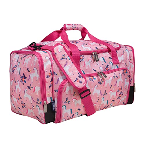 Wildkin Weekender Duffle Bag Bundle with 2 Matching Bag Tags (Unicorn)2