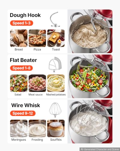 Image of VEVOR 7.4 Qt Tilt Head Stand Mixer 500W Metal Electric Dough Mixer