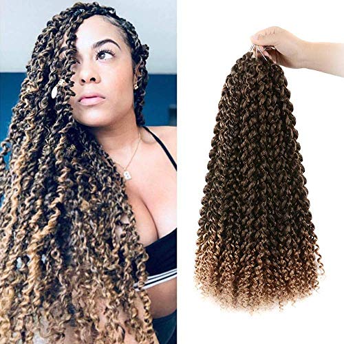7 Packs Passion Twist Crochet Hair 18 Inch Water Wave Synthetic Braiding for Passion Twist Pre Looped Crochet Hair for Black Women（1B/27#）
